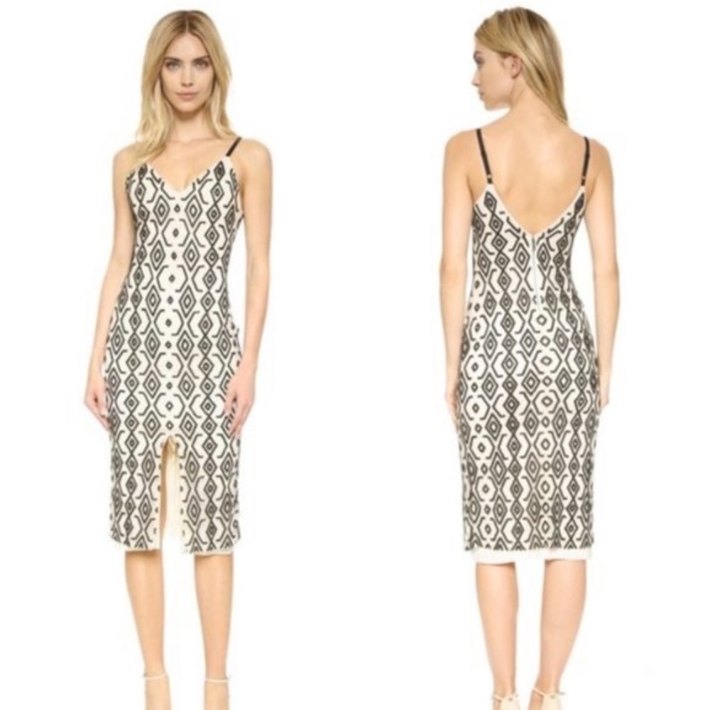 ALICE + OLIVIA Arlette Midi Dress Black/Cream Size 2